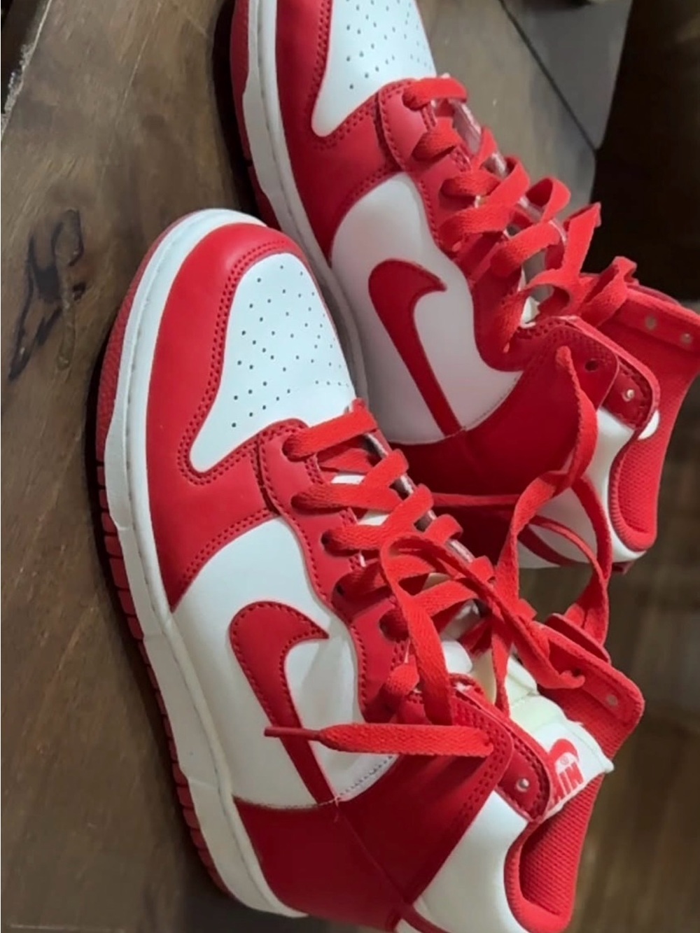 Nike Red and White Mid-Top Sneakers - Picture 2 of 4